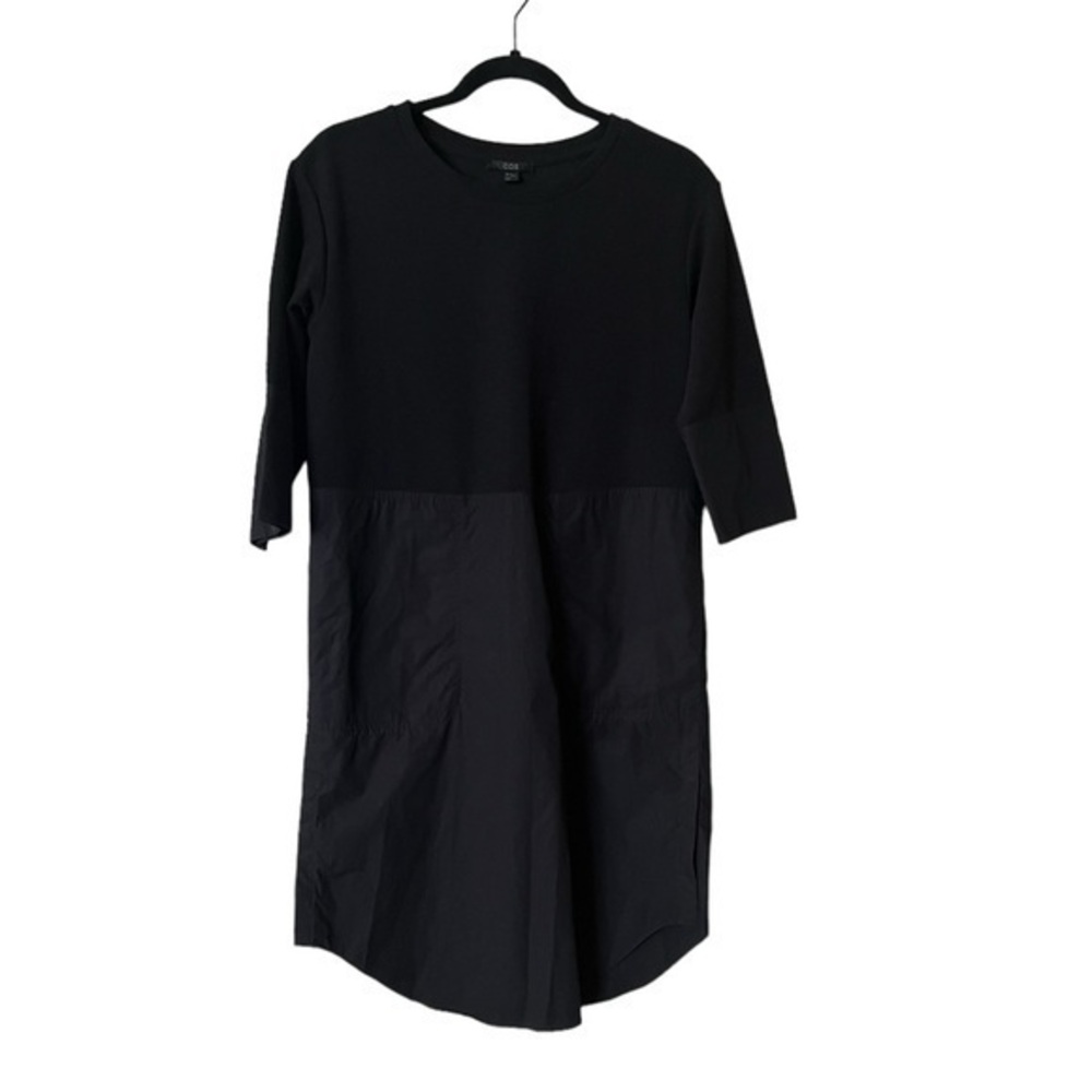 COS Black Short Sleeve T-Shirt Dress with Knit Top, Percale Skirt